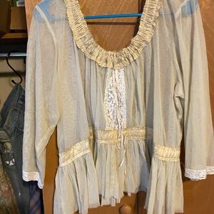 Rare Magnolia Pearl sheer and lace crop layering piece / jacket